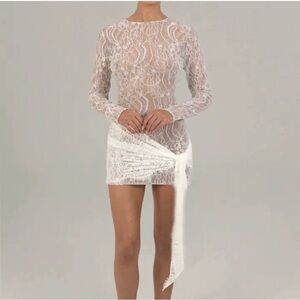 Elegant White Mini Lace Dress